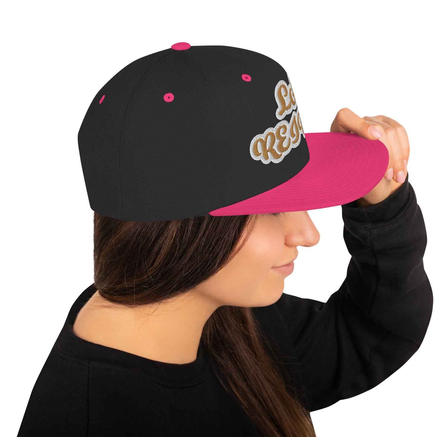 La Reina Reverse Script Snapback hat