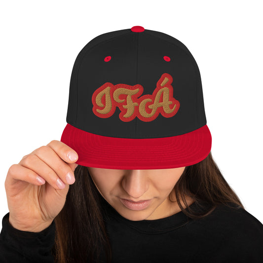 IFÁ Red 8 Script Snapback Hat