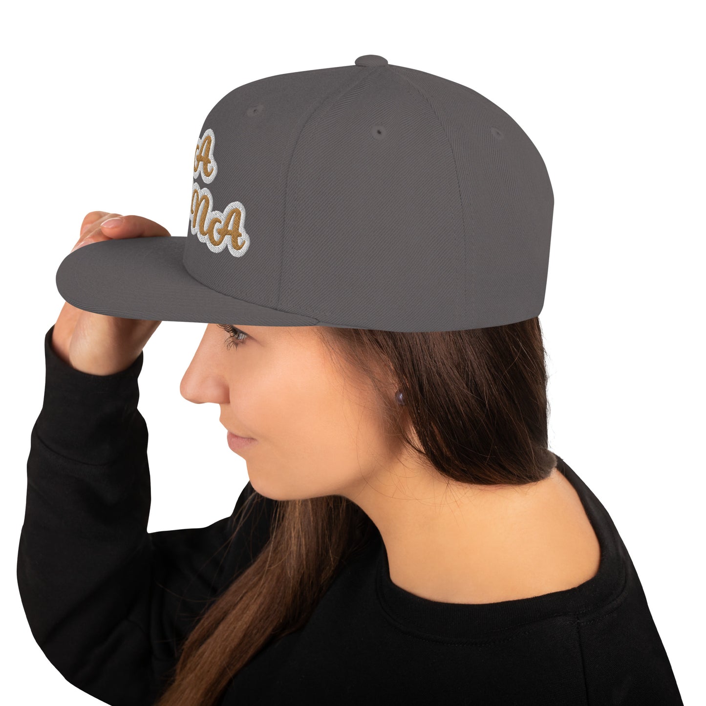 La Reina Reverse Script Snapback hat