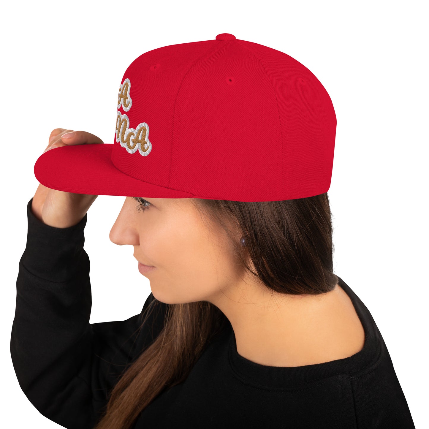 La Reina Reverse Script Snapback hat