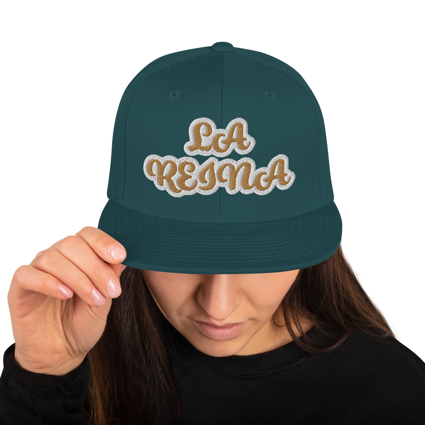 La Reina Reverse Script Snapback hat