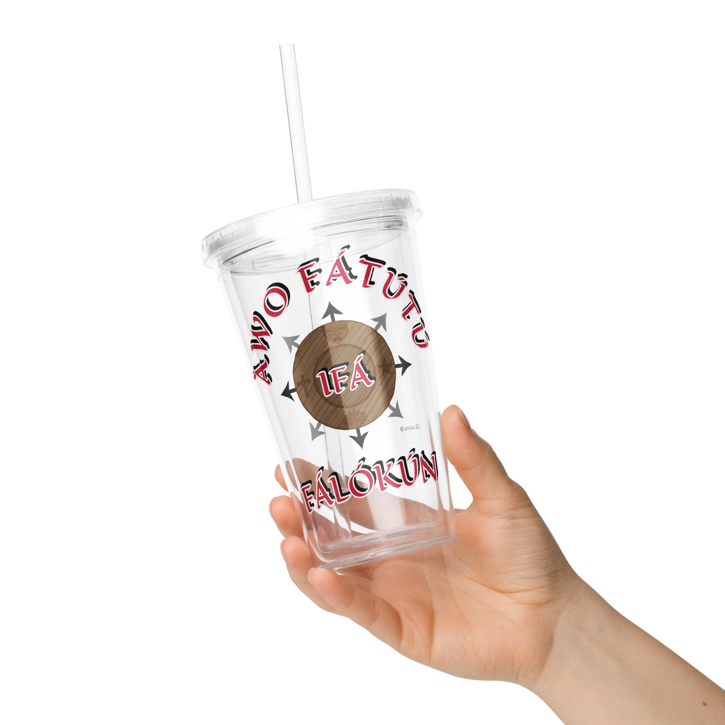 Personalized Egbe IFÁ Signature Logo Clear plastic tumbler