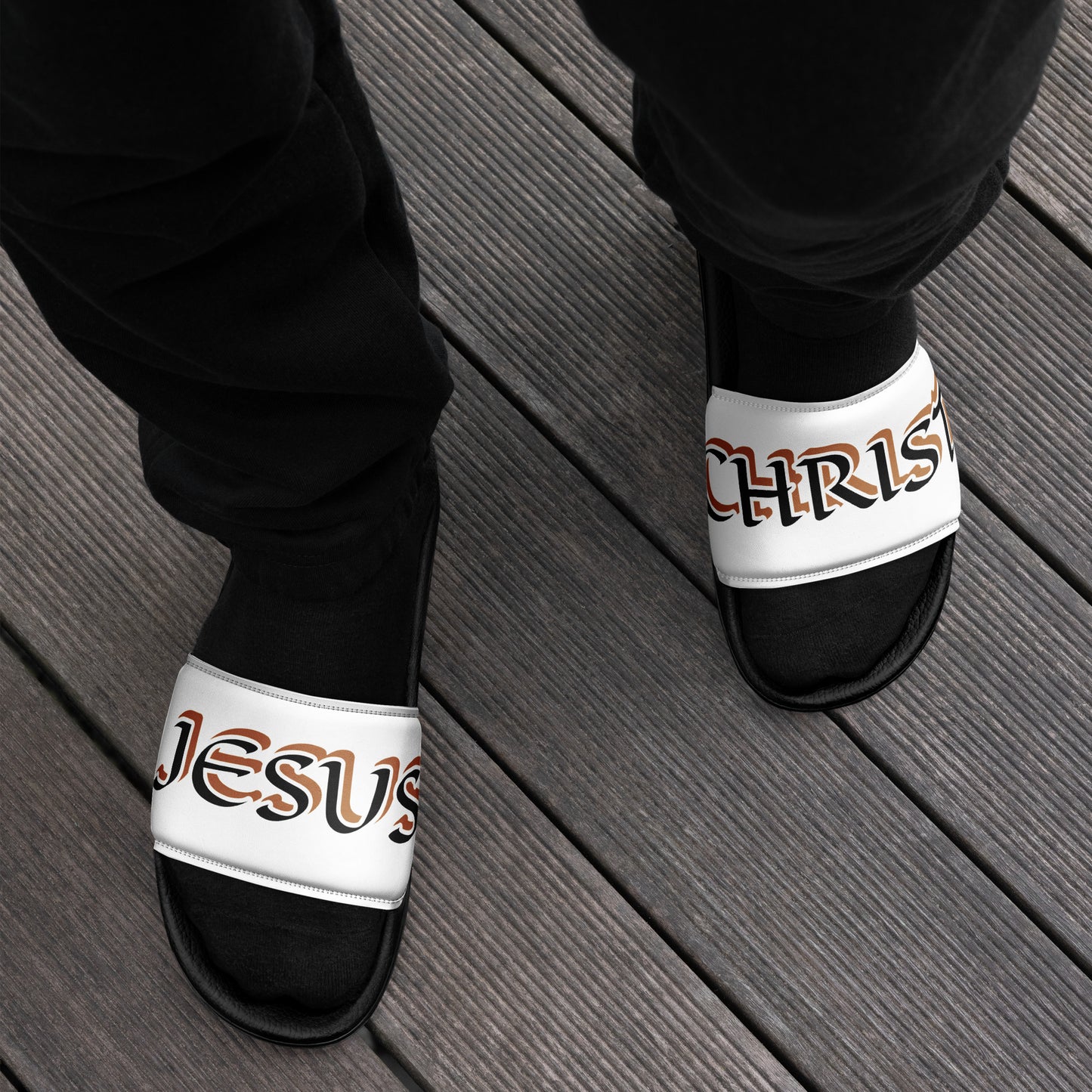 Jesus Christ Gold Reverse Men’s slides