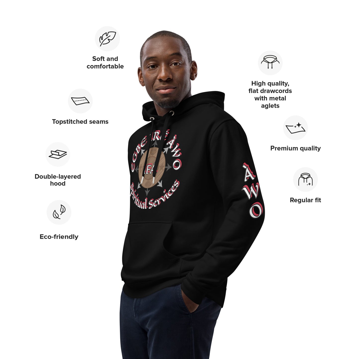 Egbe Iré Àwo Ifa signature Logo Black Premium eco hoodie 2