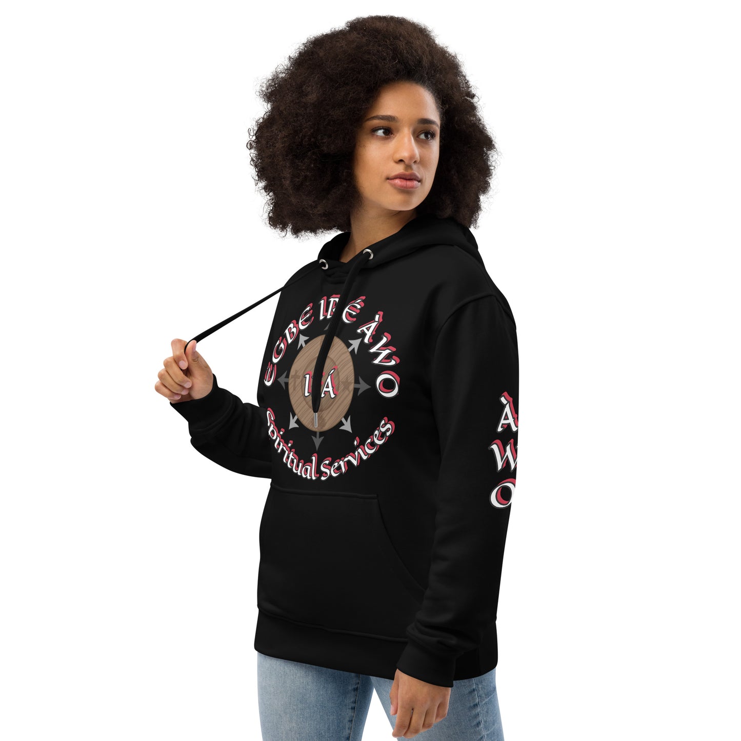 Personalized Egbe Iré Àwo Ifa signature Logo Black Premium eco hoodie 2