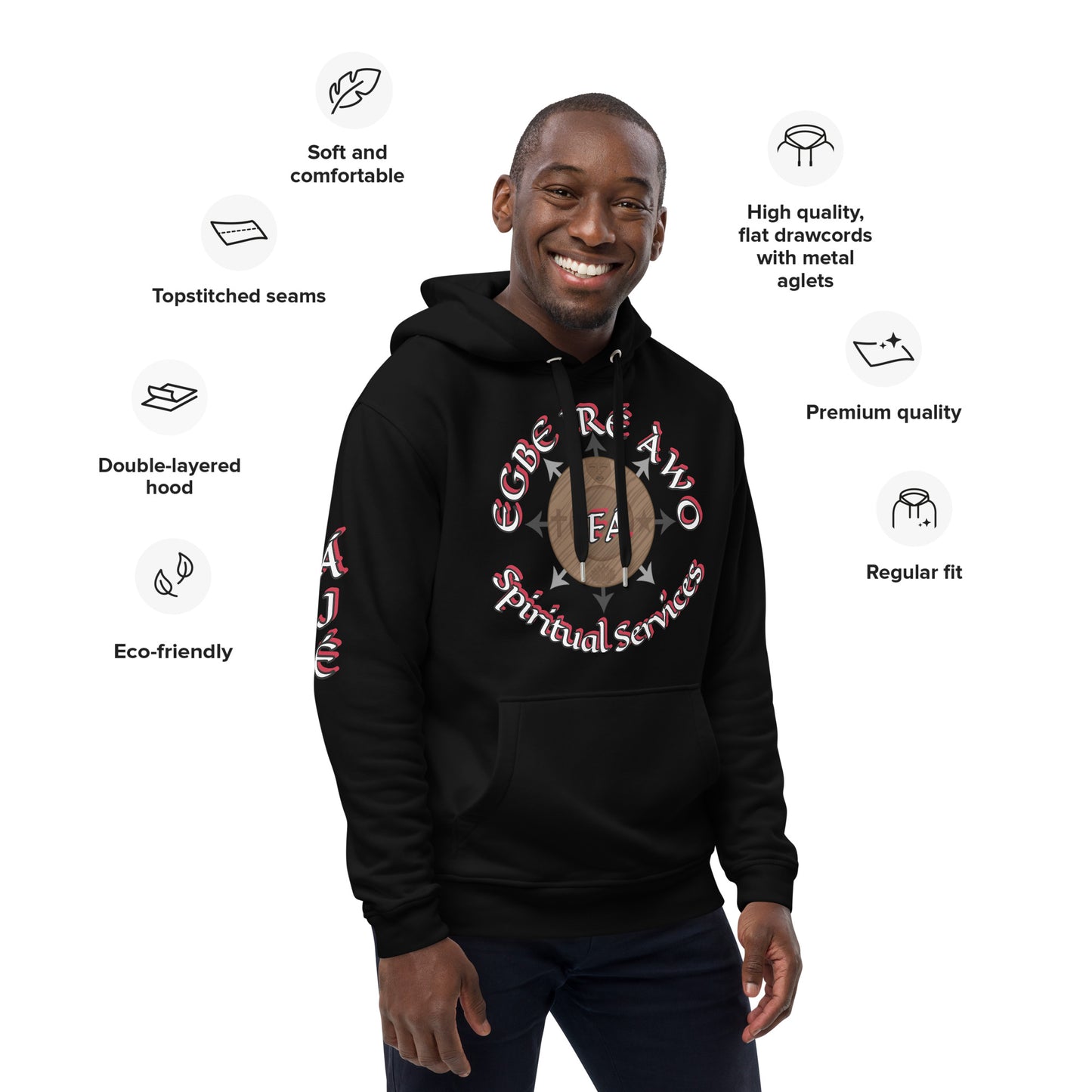 Egbe Iré Àwo Ifa signature Logo Black Premium eco hoodie 2