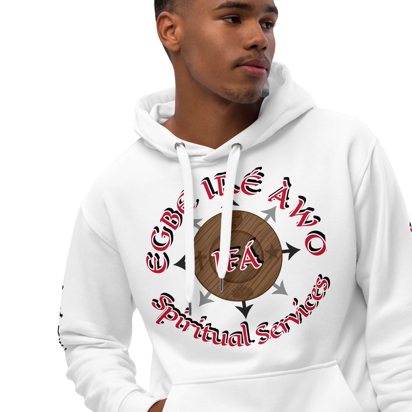 Personalized Egbe Iré Àwo Ifa signature Logo White Premium eco hoodie 2