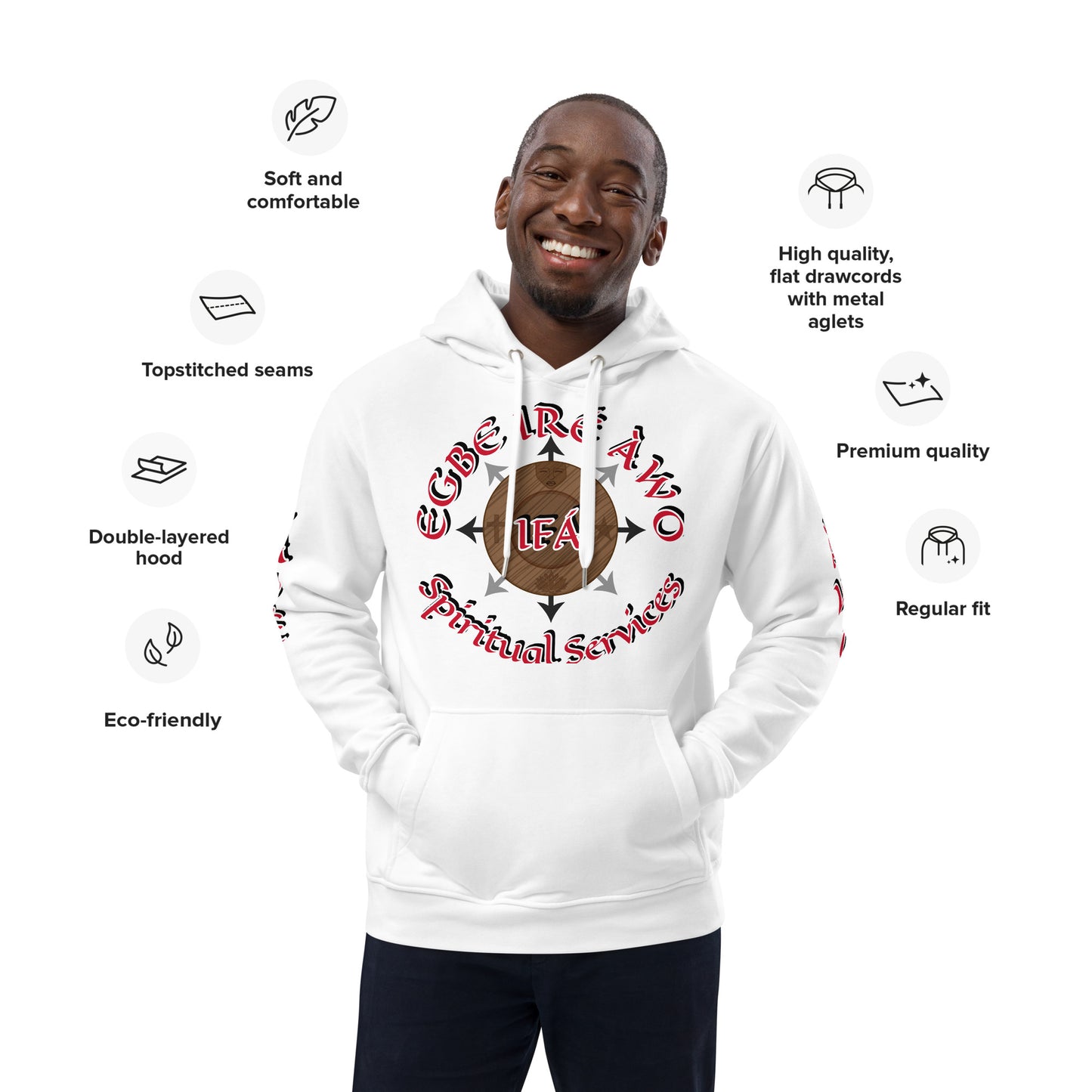 Egbe Iré Àwo Ifa signature Logo White Premium eco hoodie 2