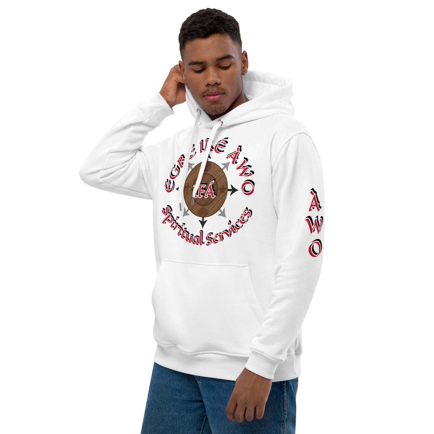 Personalized Egbe Iré Àwo Ifa signature Logo White Premium eco hoodie 2