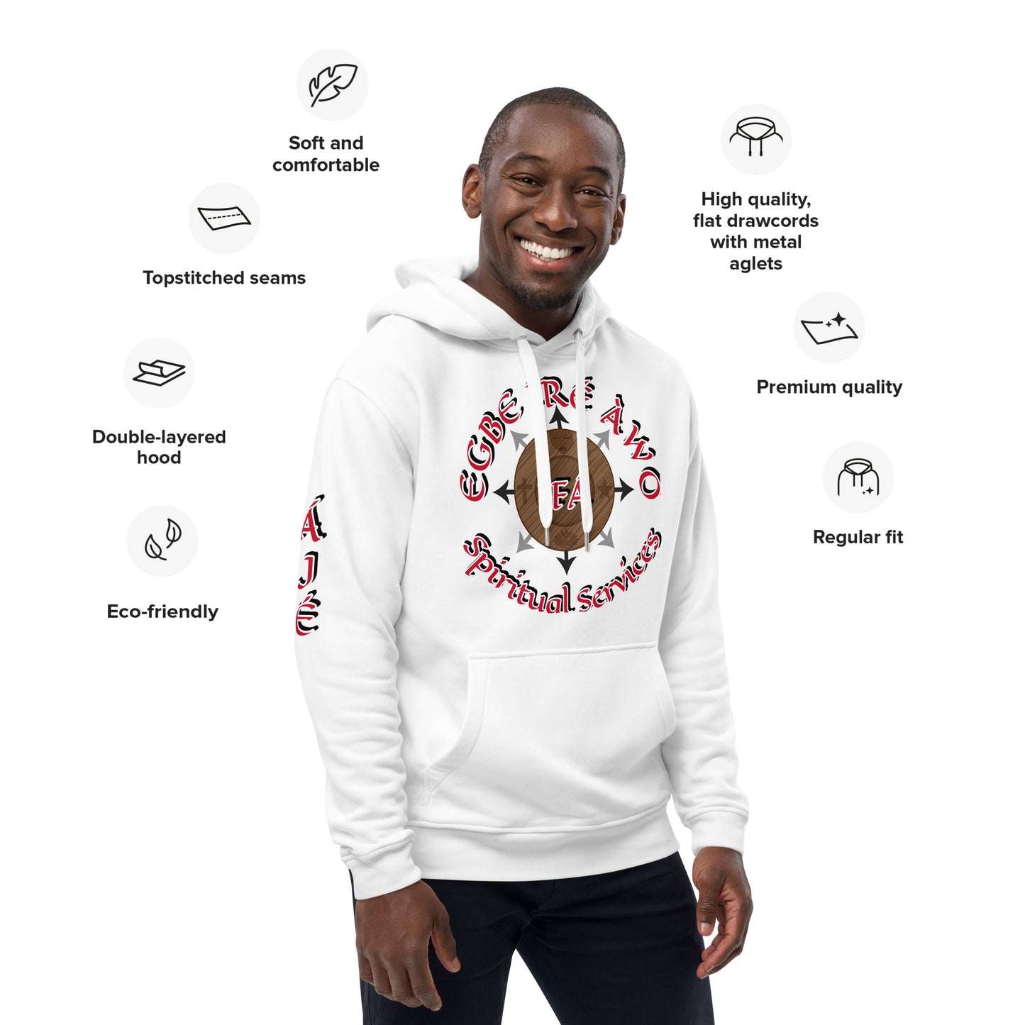 Egbe Iré Àwo Ifa signature Logo White Premium eco hoodie 2