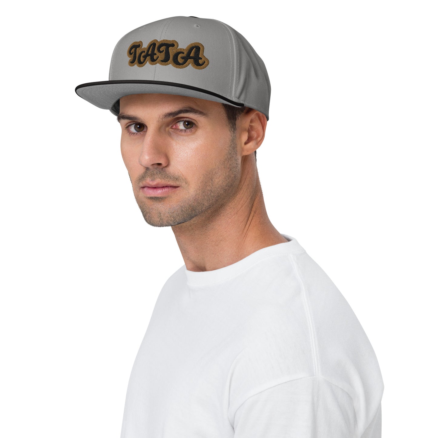 Tata Black/Gold White embroidered Snapback Hat