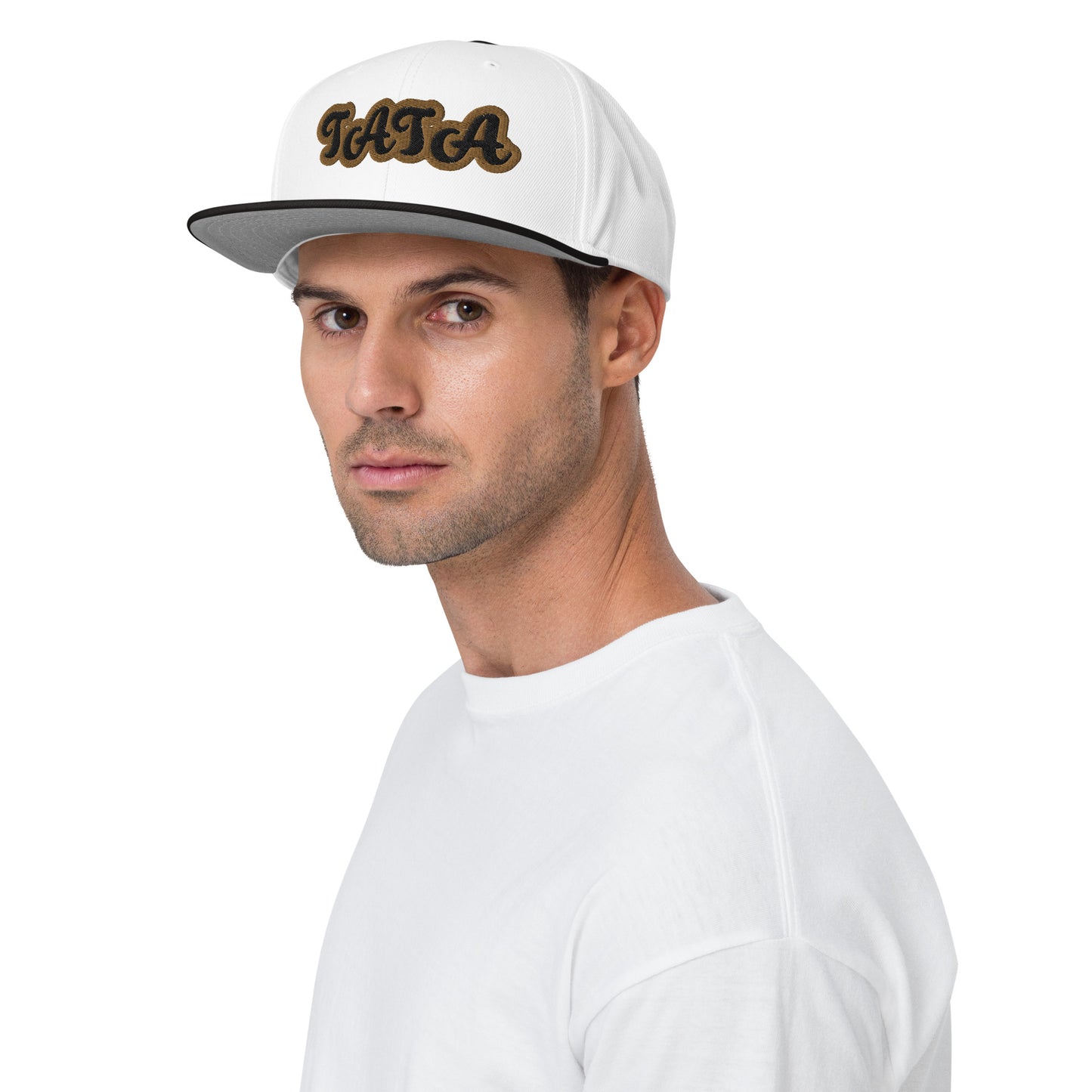 Tata Black/Gold White embroidered Snapback Hat