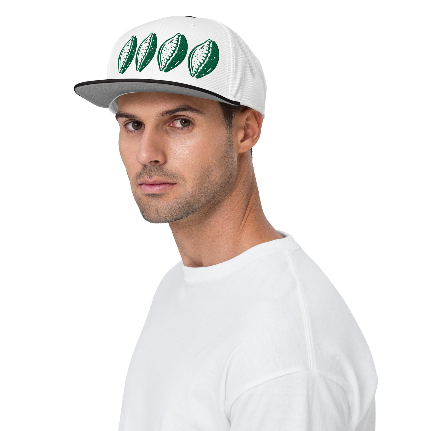 Green 4 Cowrie Snapback Hat