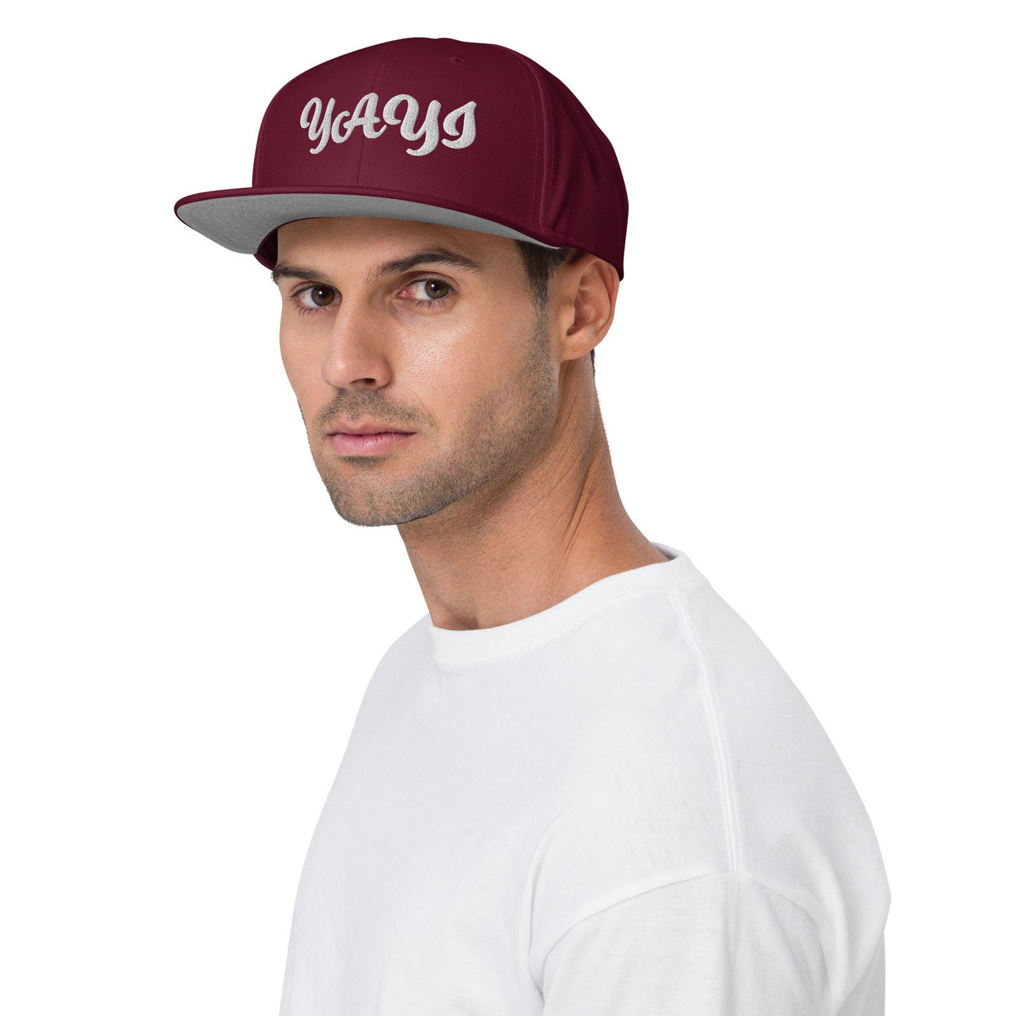 Yayi White embroidered Snapback Hat