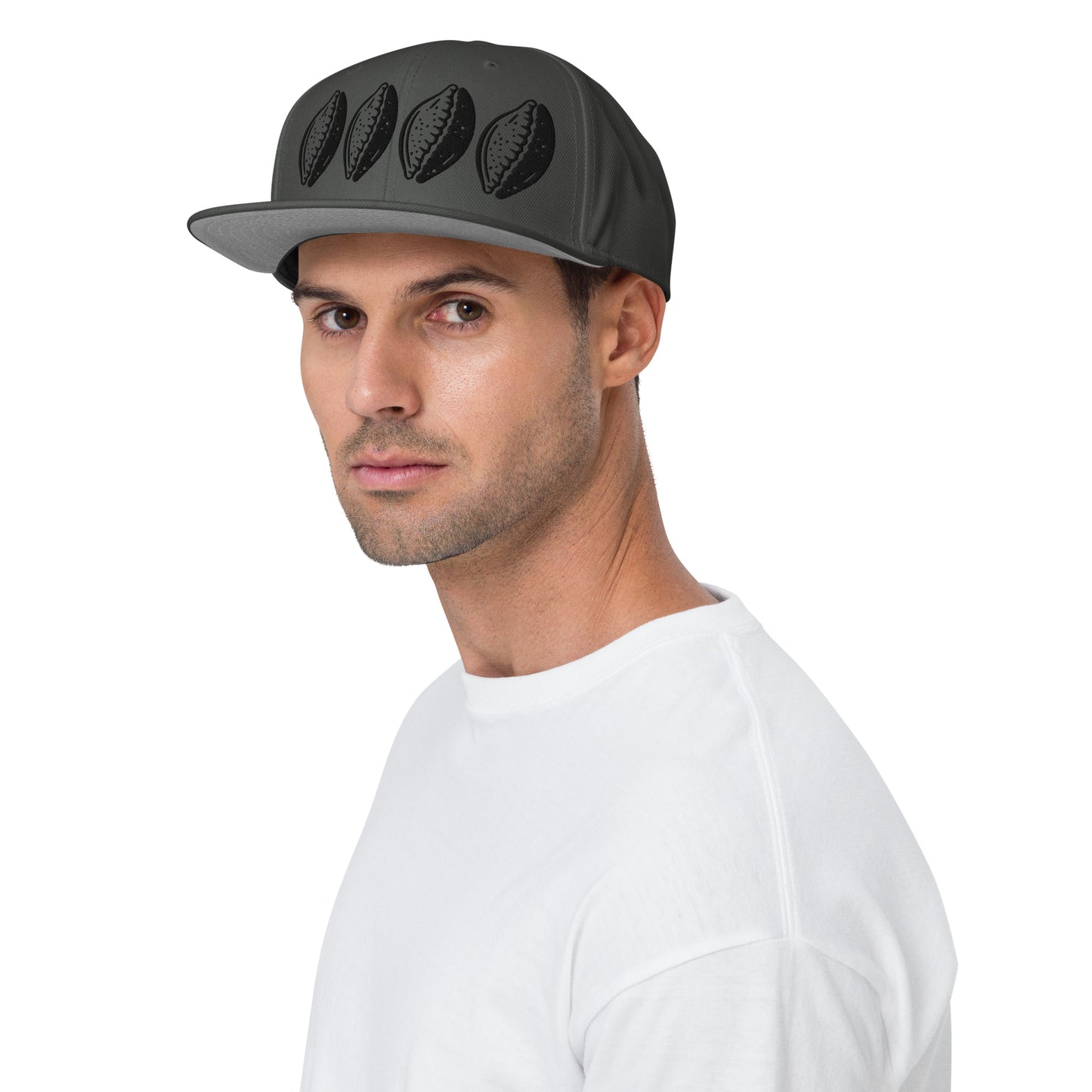 Black 4 Cowrie Snapback Hat