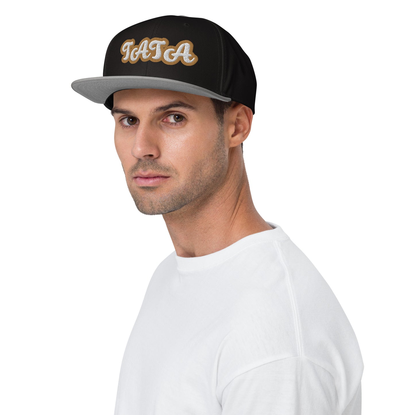 Tata White/Gold White embroidered Snapback Hat