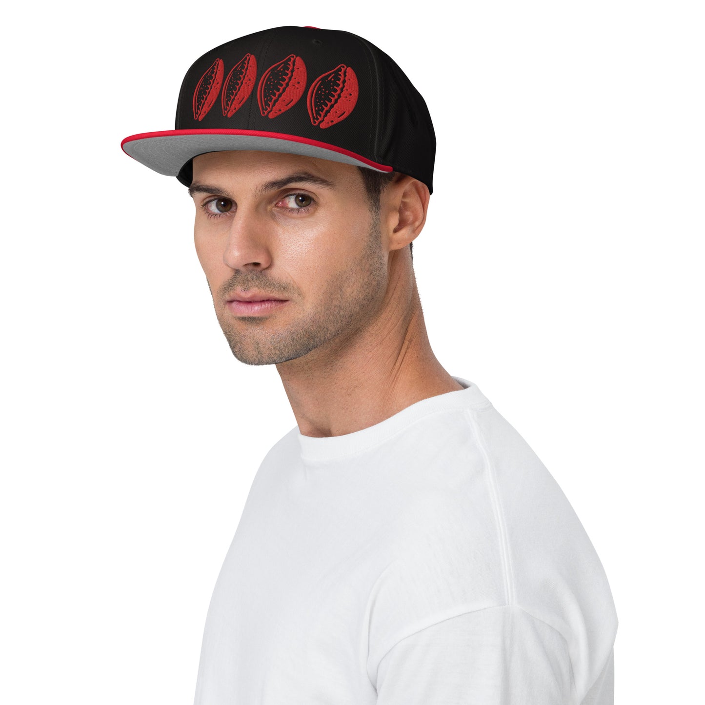 Red 4 Cowrie Snapback Hat
