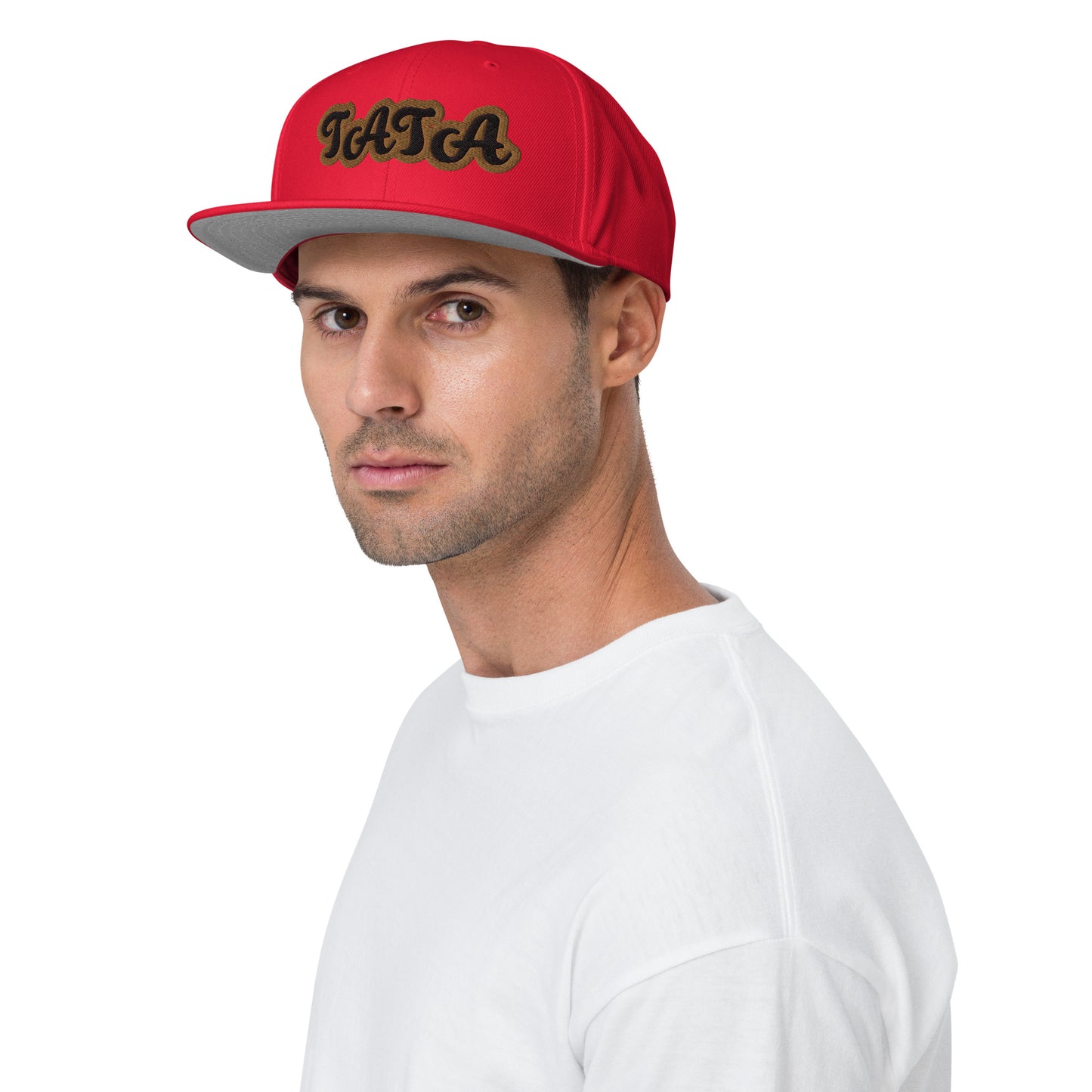 Tata Black/Gold White embroidered Snapback Hat