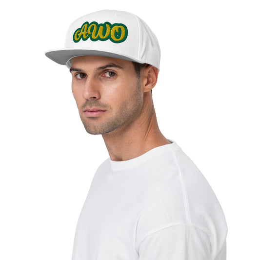 Awo Lucumi Reverse White embroidered Snapback Hat