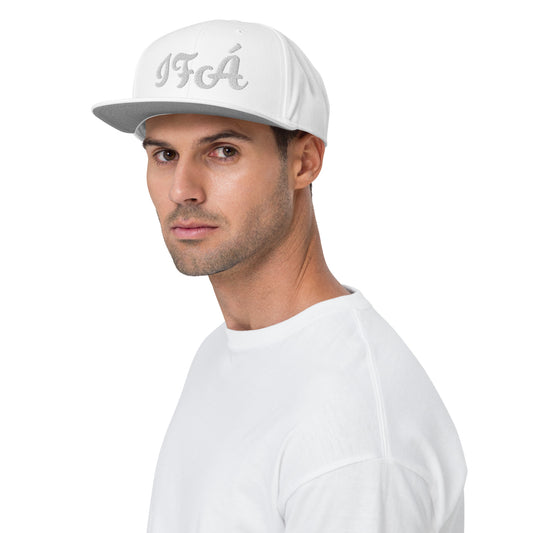 Ifa White embroidered Snapback Hat