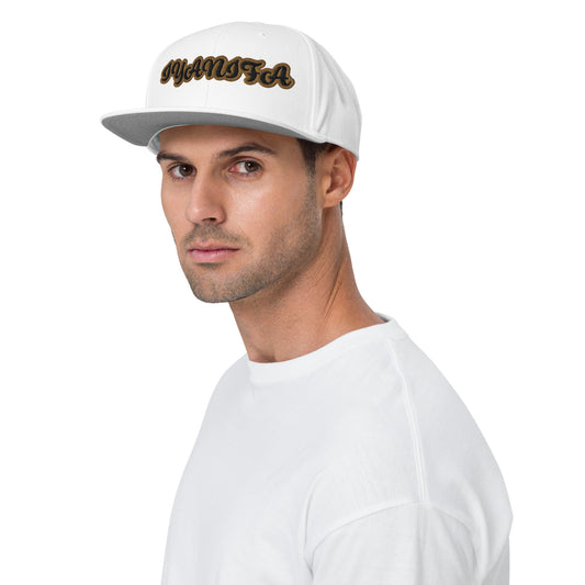 Iyanifa Black/Gold White embroidered Snapback Hat