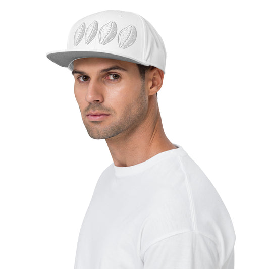White 4 Cowrie Snapback Hat