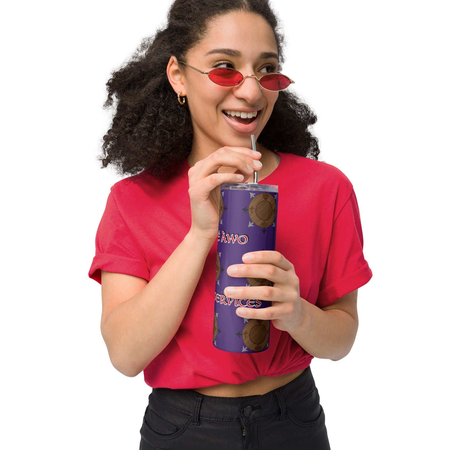 EGBE IRÉ Àwo Multi Signature Logo Purple Stainless steel tumbler