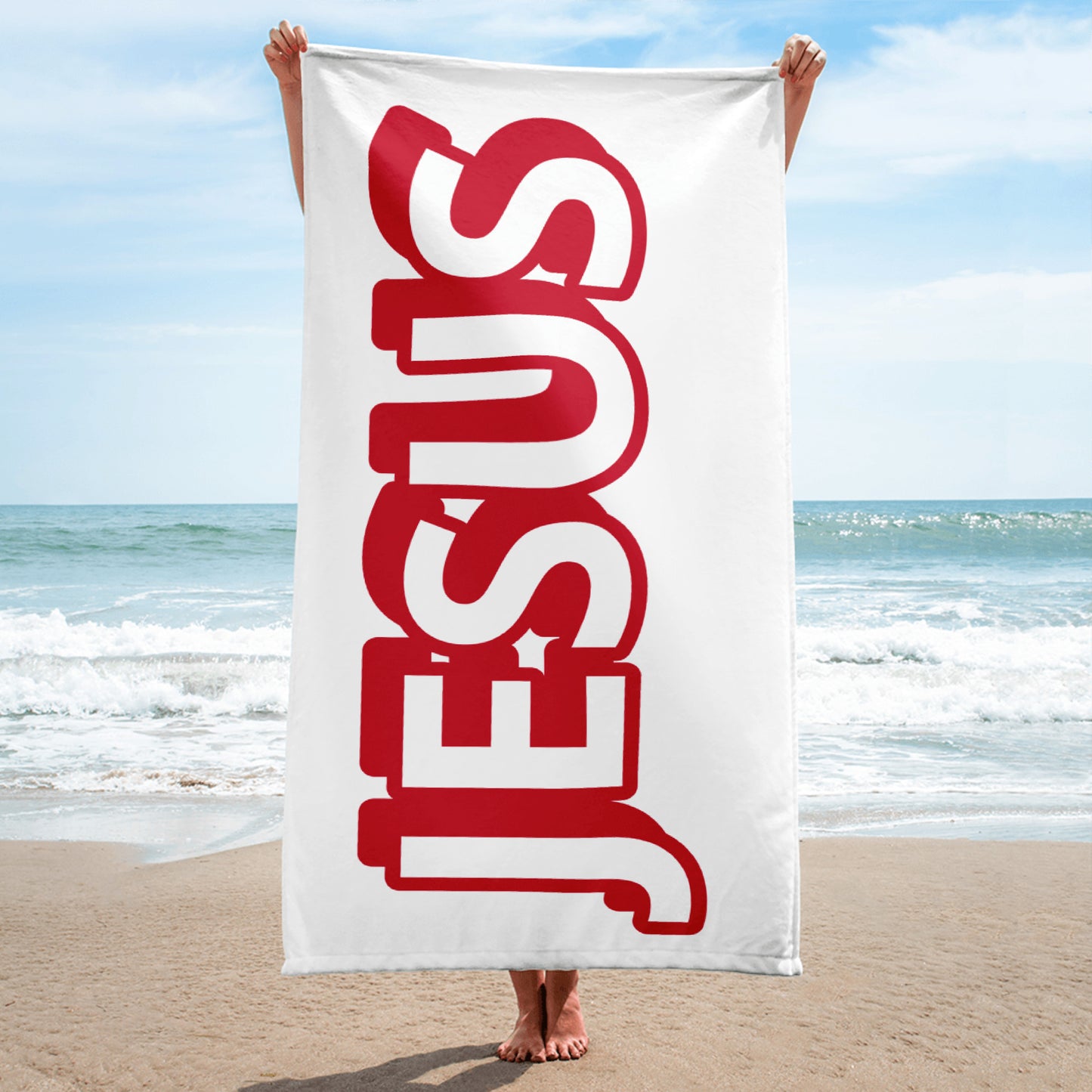 Jesus Red/White Towel