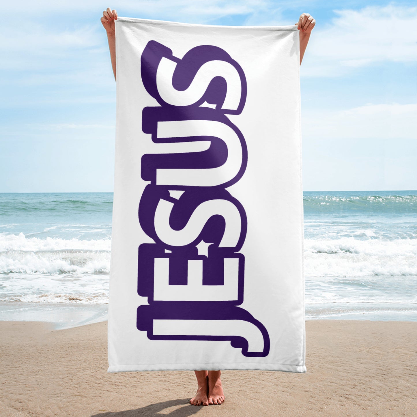 Jesus White/Purple Towel