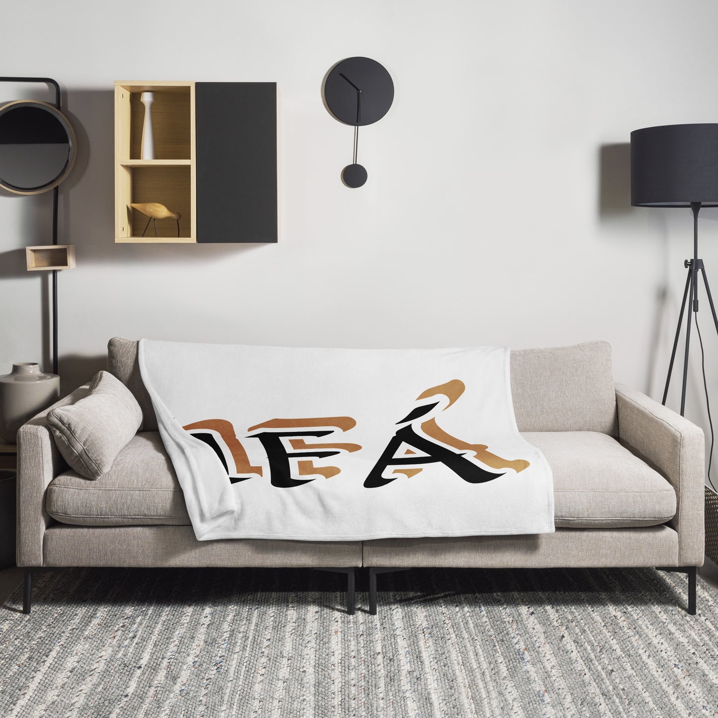 IFÁ  Black/Gold White Throw Blanket