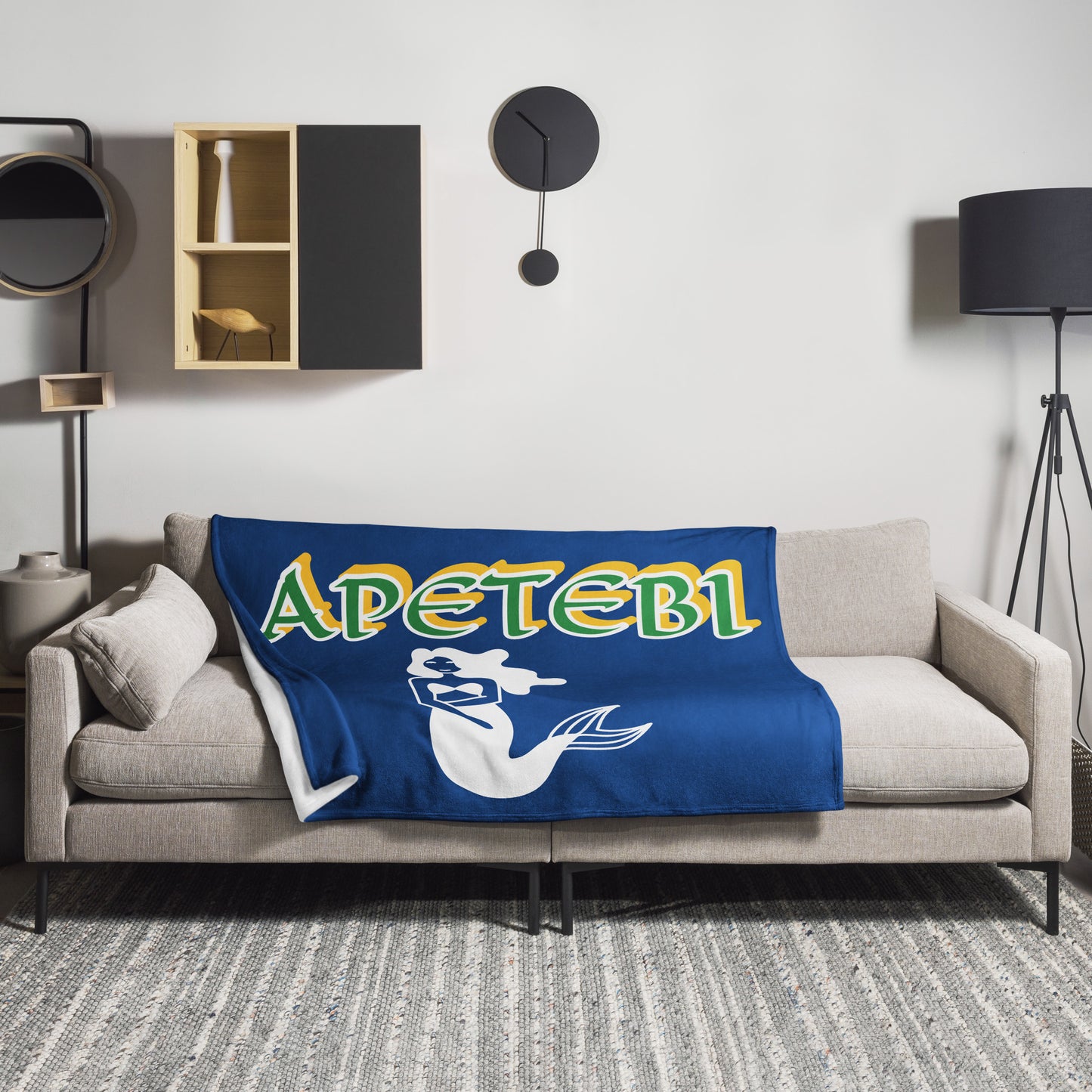 Apetebi Lucumi Yemaya icon Blue Throw Blanket