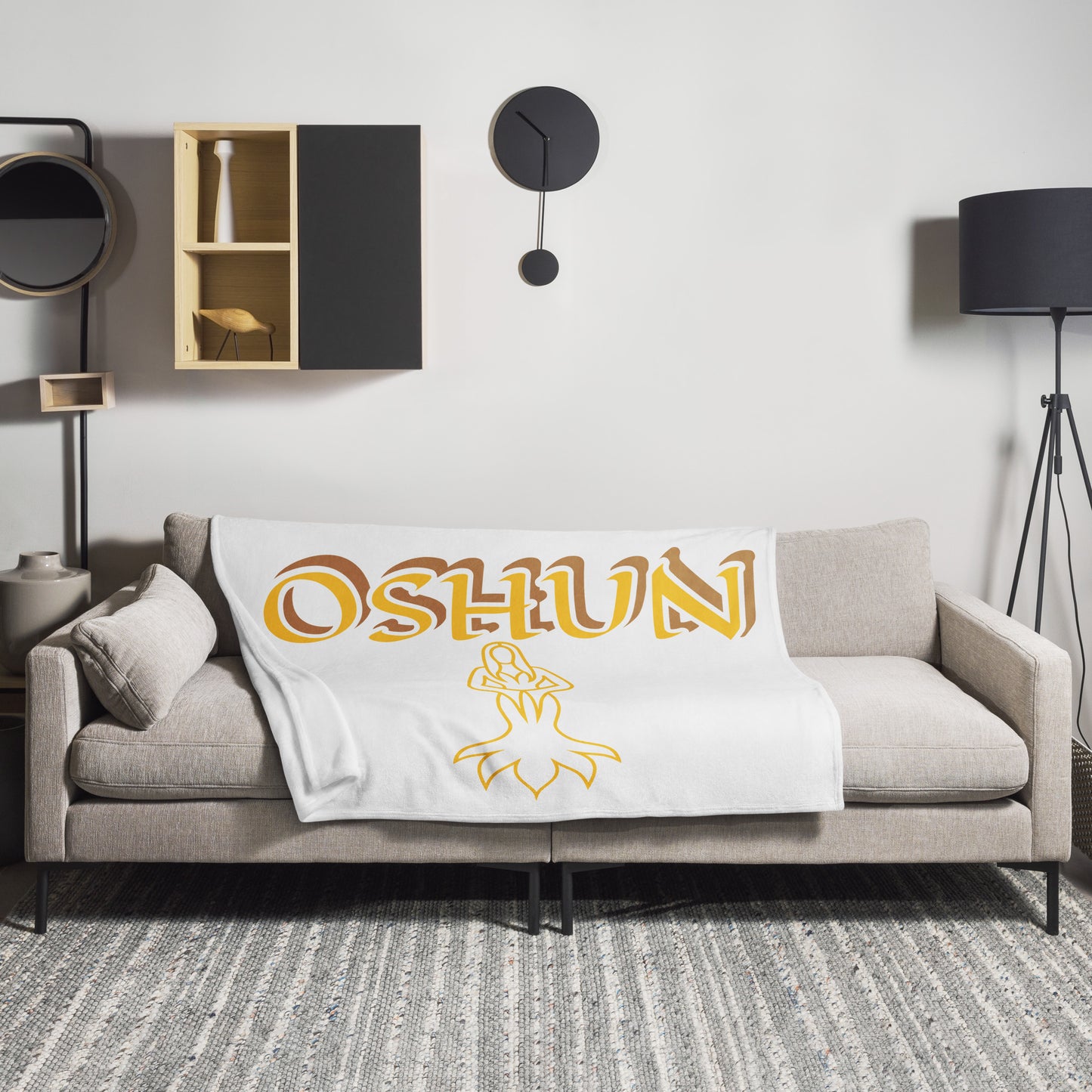 Oshun Lucumi White icon Throw Blanket