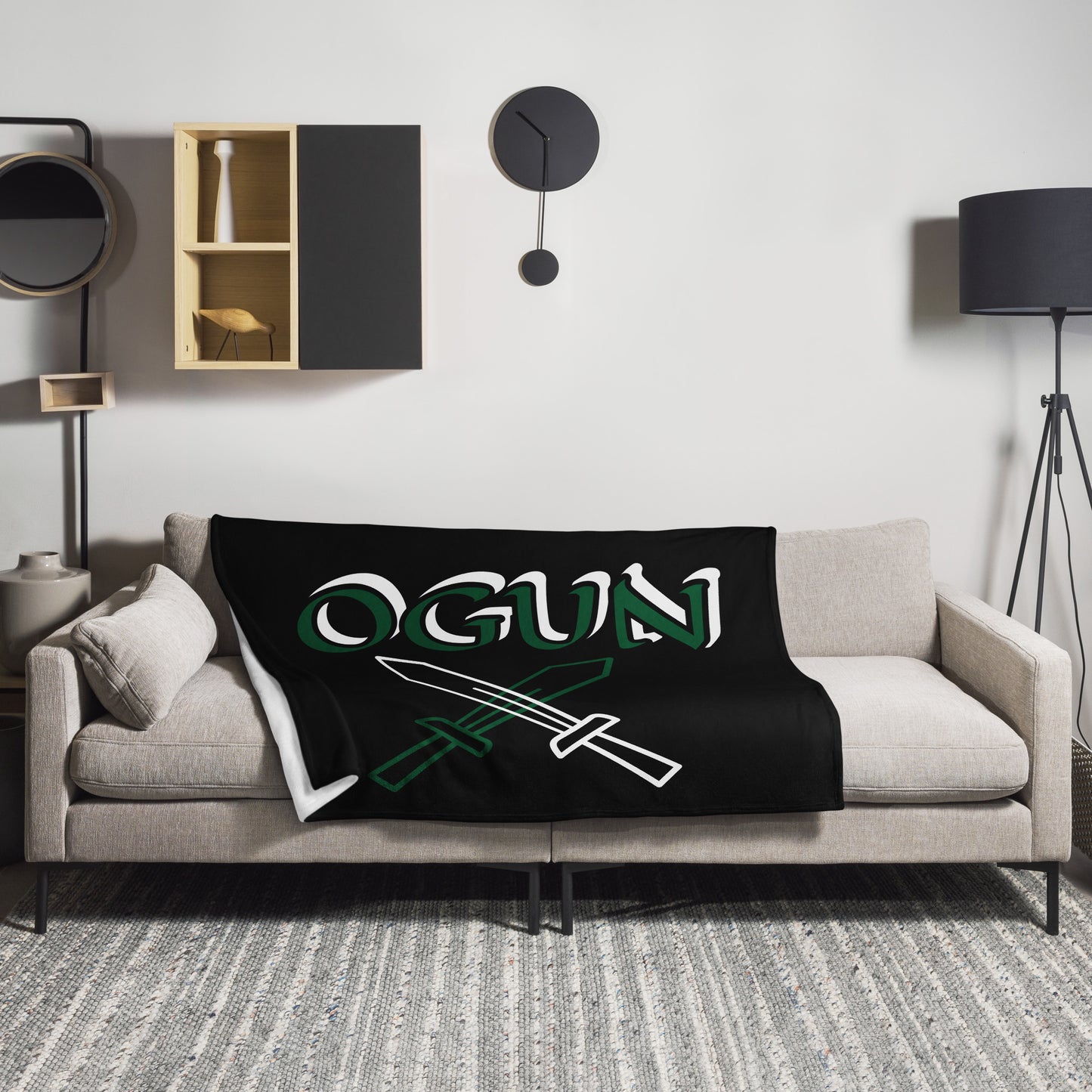 Ogun Isese Black icon Throw Blanket