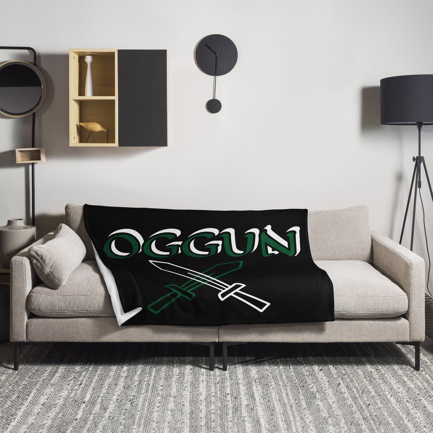 Oggun Lucumi Black icon Throw Blanket