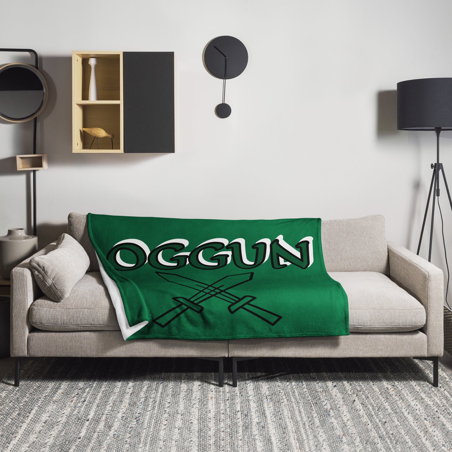 Oggun Lucumi Green icon Throw Blanket