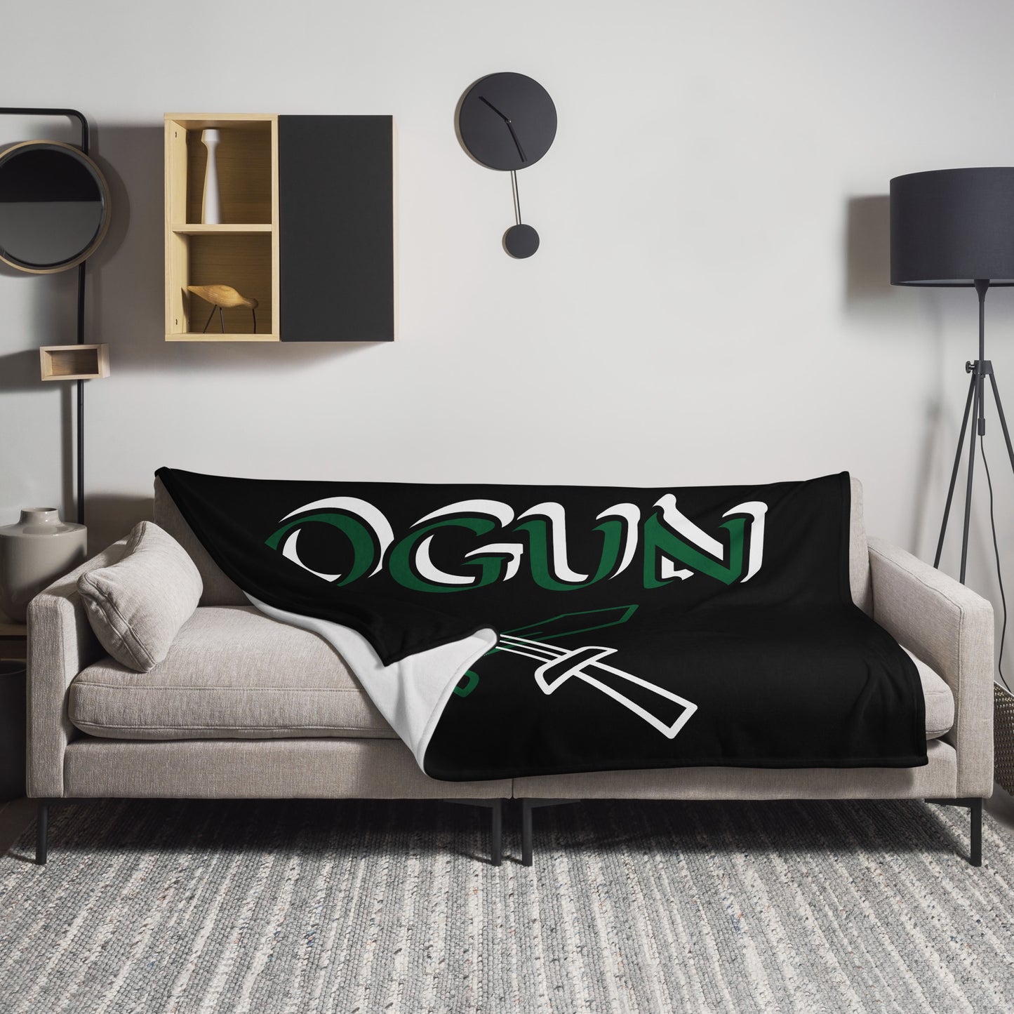 Ogun Isese Black icon Throw Blanket