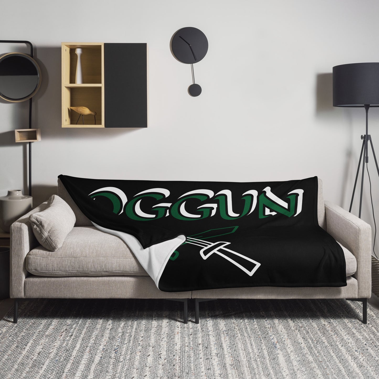 Oggun Lucumi Black icon Throw Blanket