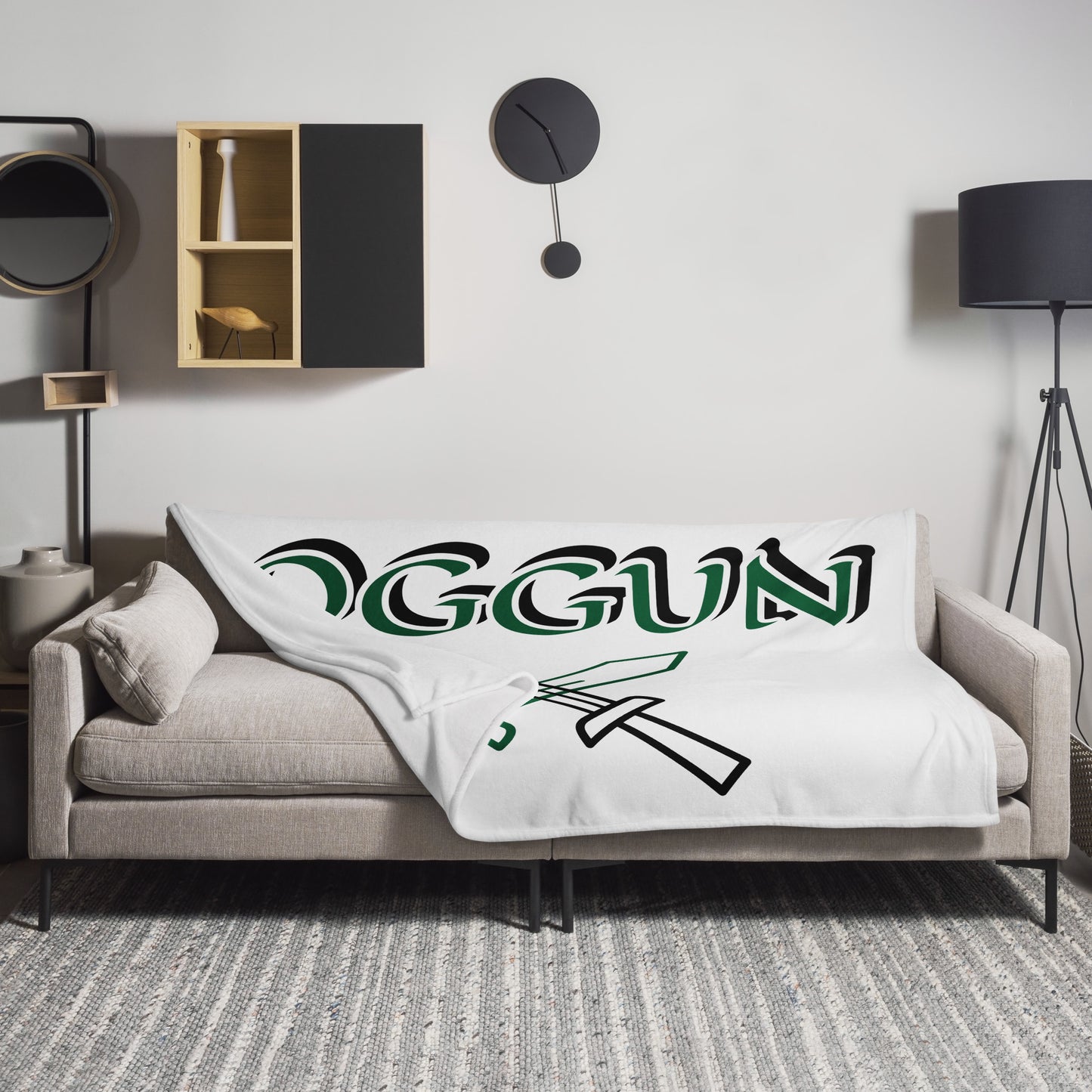 Oggun Lucumi White icon Throw Blanket