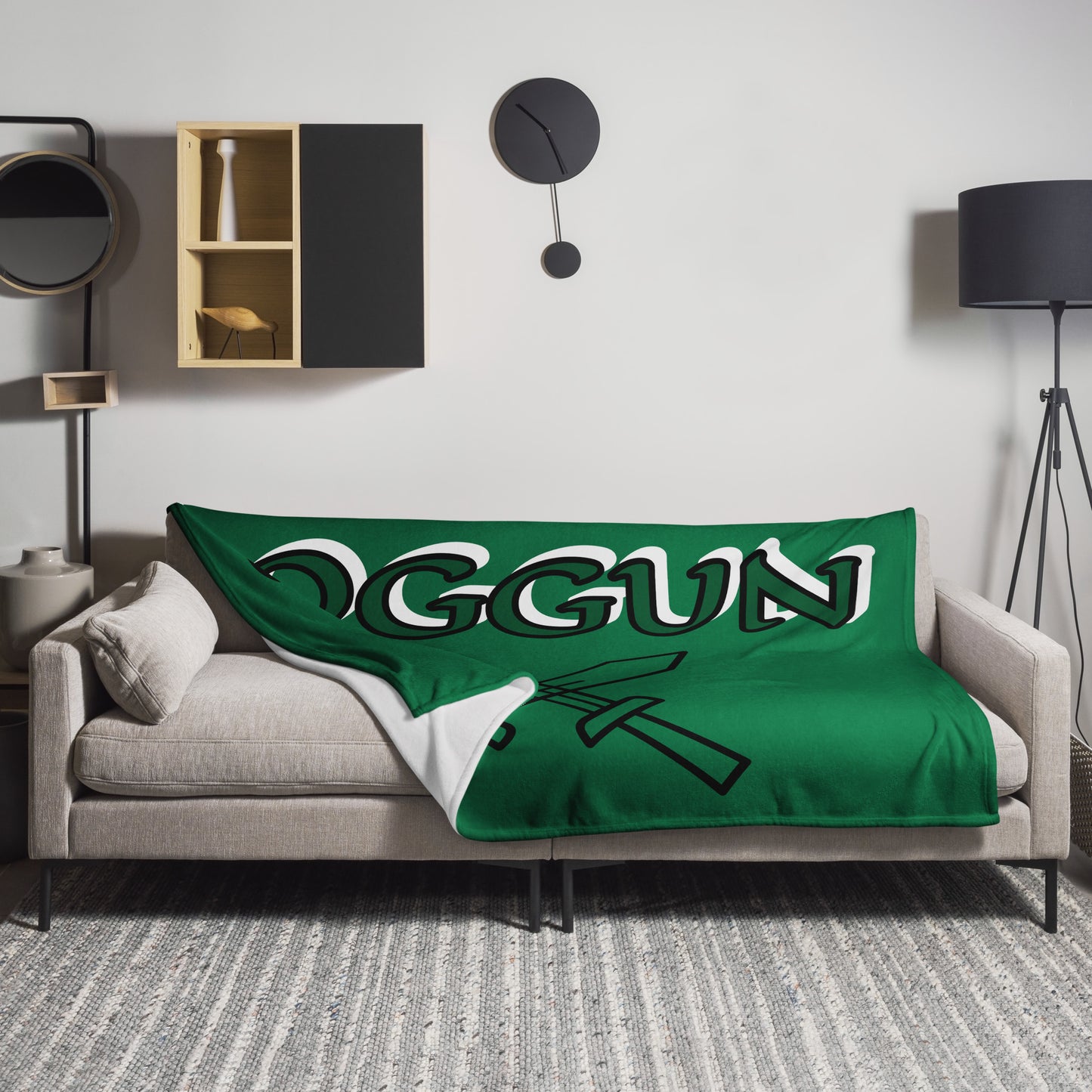 Oggun Lucumi Green icon Throw Blanket