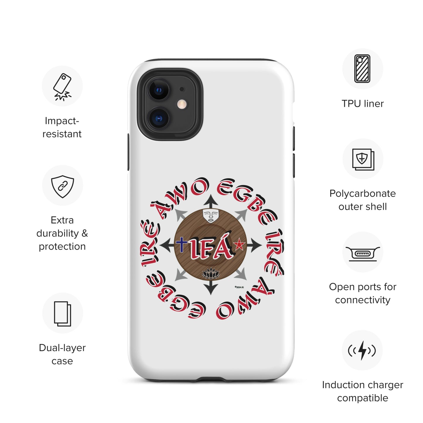 Egbe Iré ÀWO Signature Logo White Tough Case for iPhone®