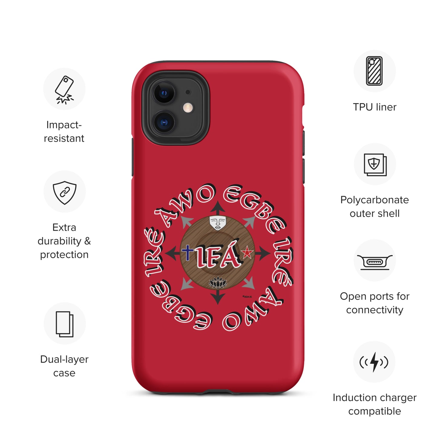 Egbe Iré Àwo Signature Logo Red Tough Case for iPhone®