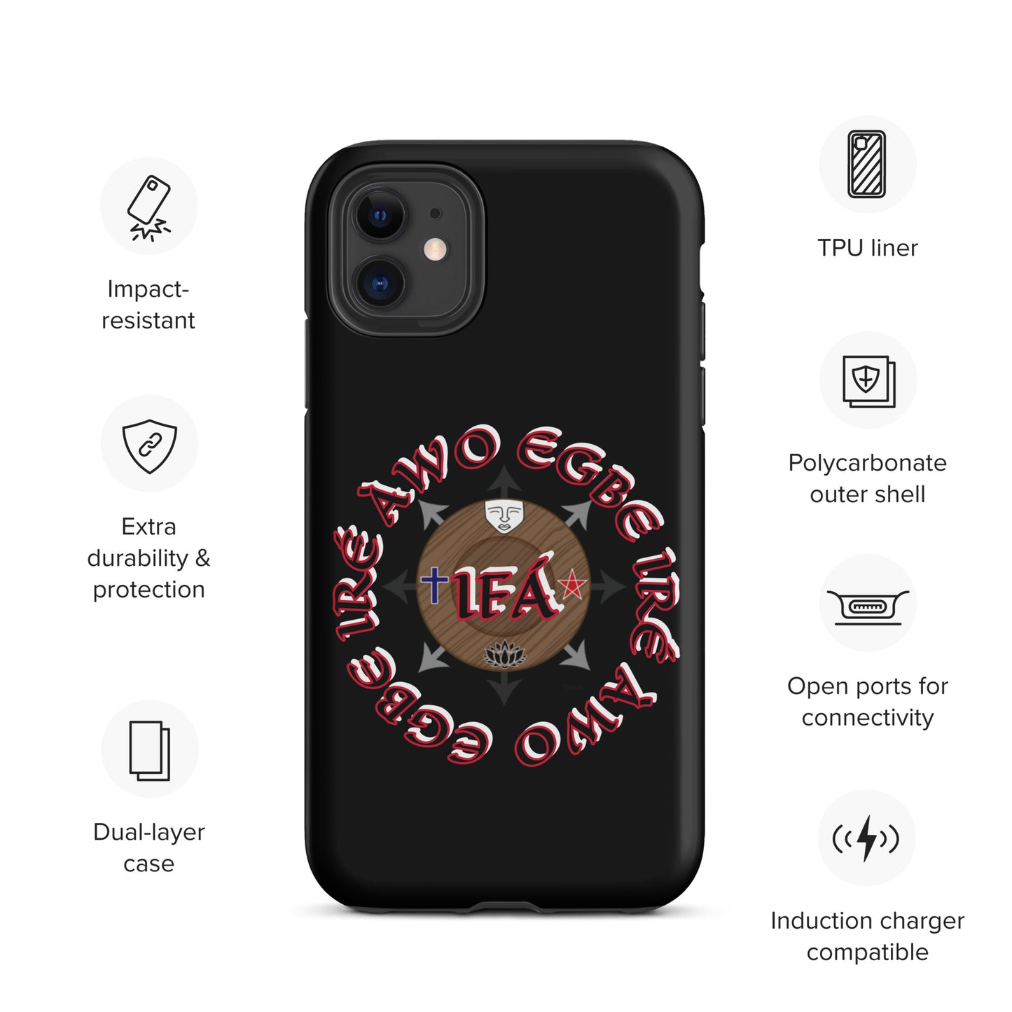 Egbe Iré Awo Signature Logo Black Tough Case for iPhone®