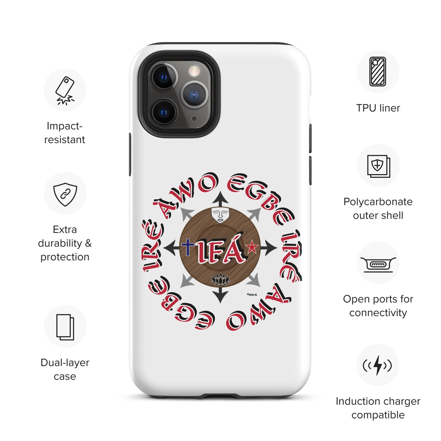 Egbe Iré ÀWO Signature Logo White Tough Case for iPhone®