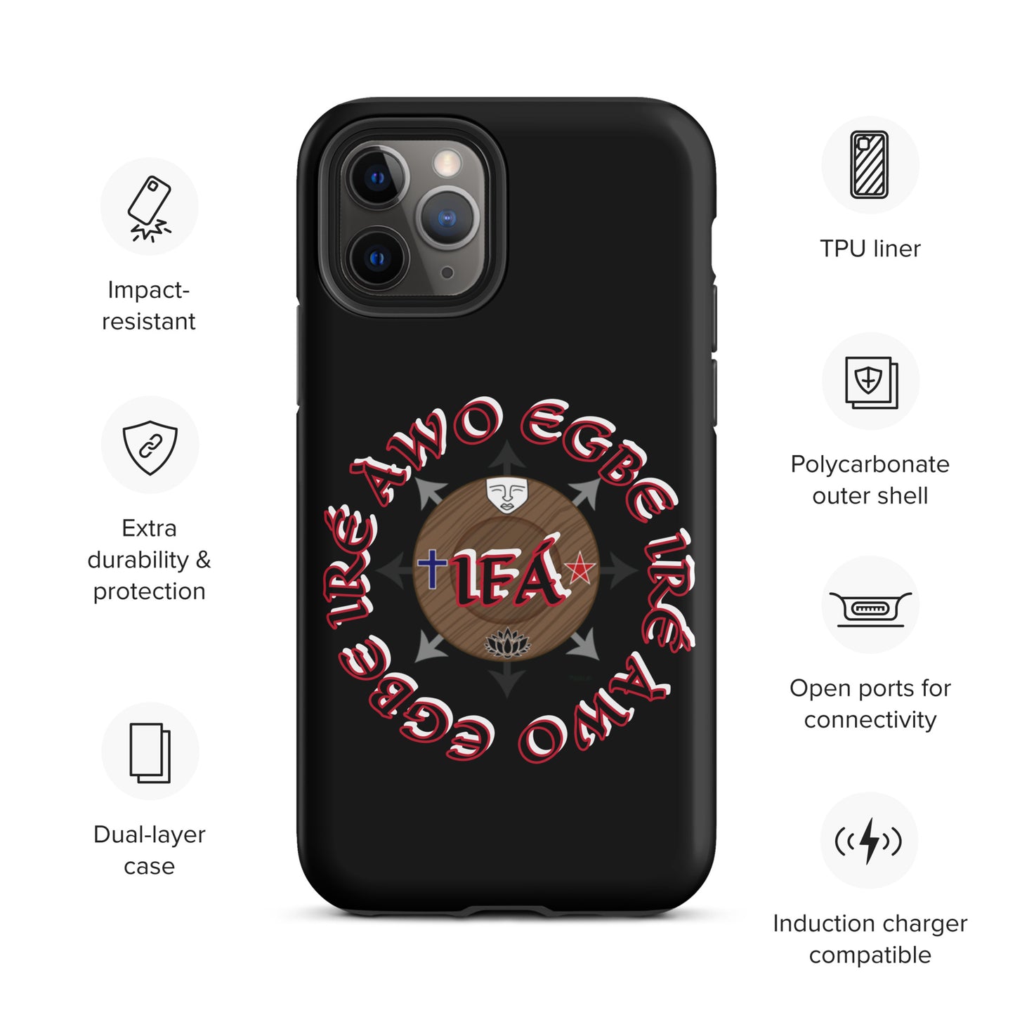 Egbe Iré Awo Signature Logo Black Tough Case for iPhone®