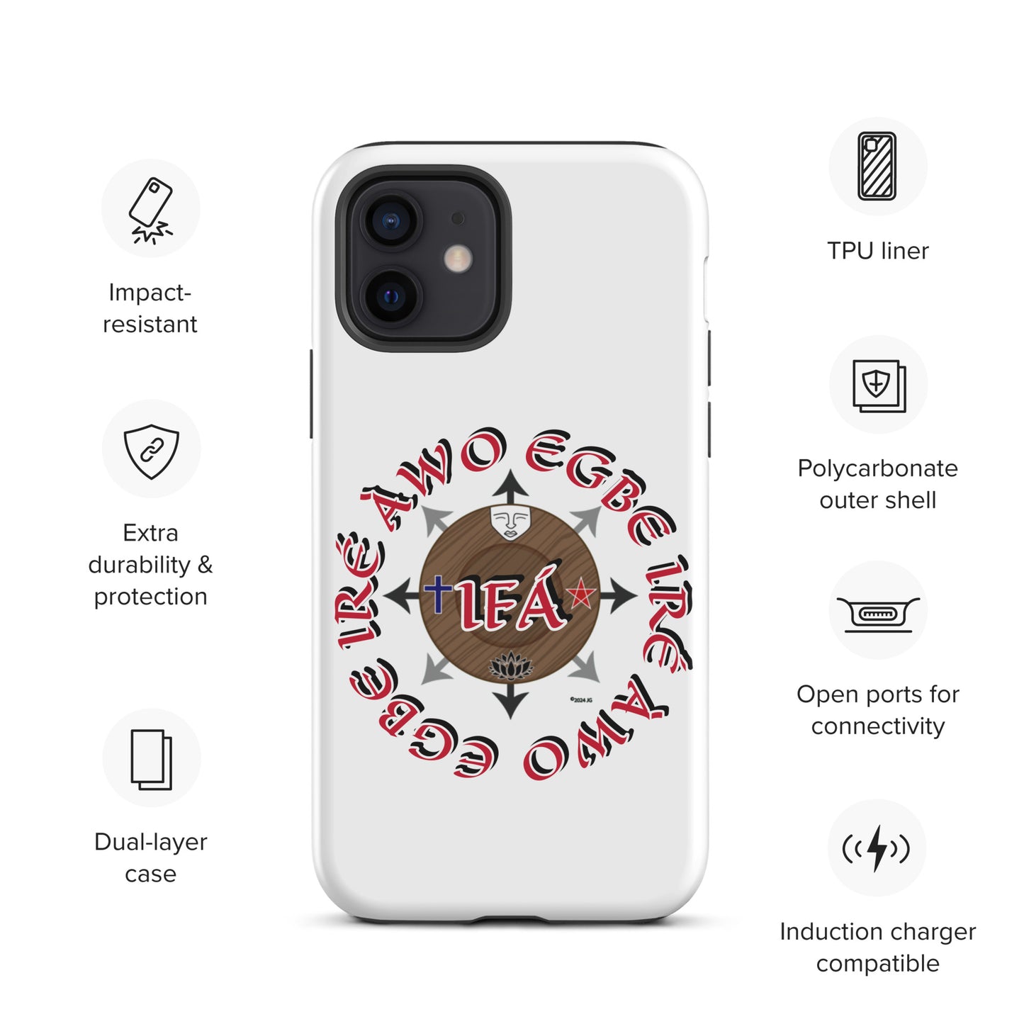 Egbe Iré ÀWO Signature Logo White Tough Case for iPhone®