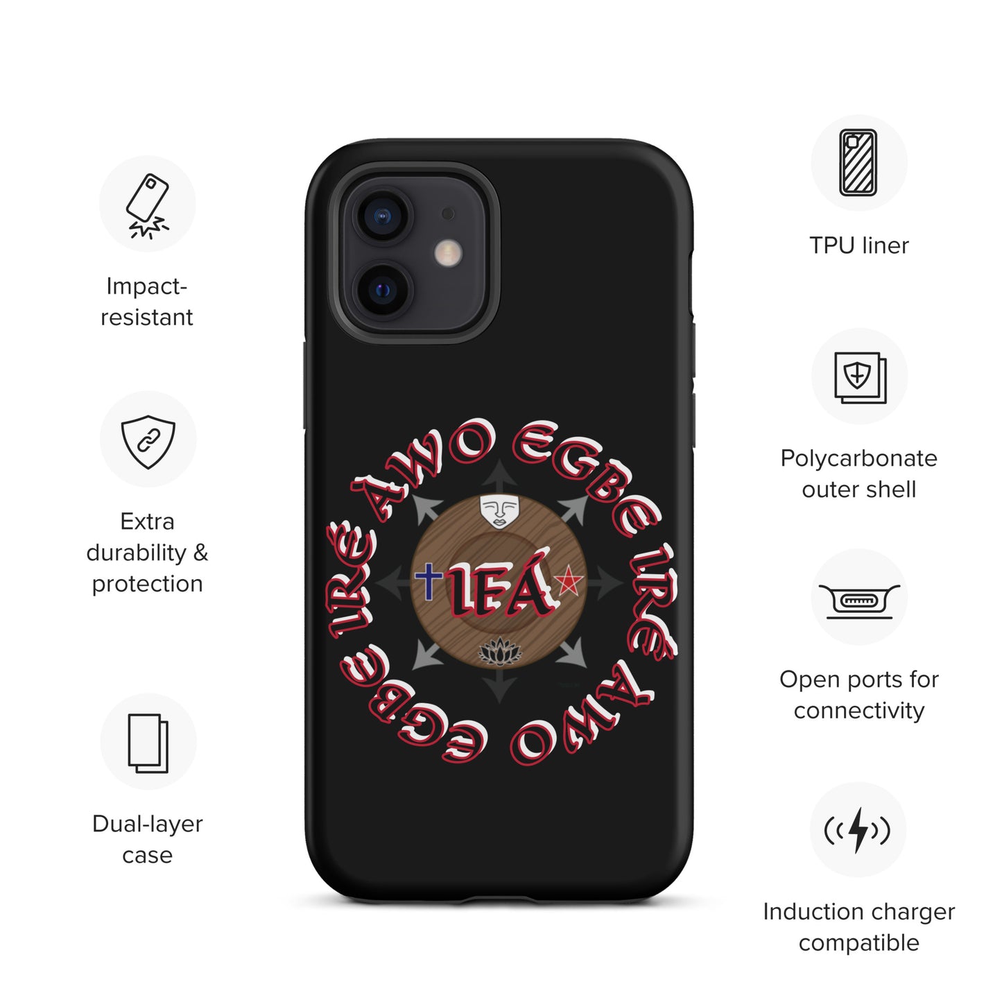 Egbe Iré Awo Signature Logo Black Tough Case for iPhone®