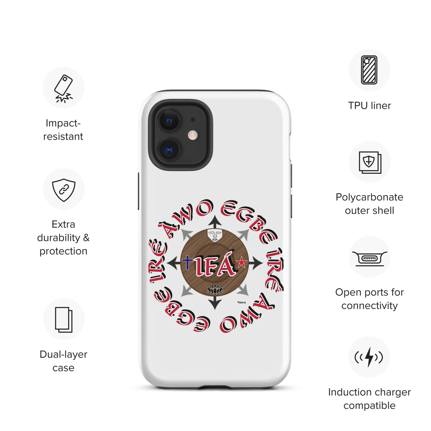 Egbe Iré ÀWO Signature Logo White Tough Case for iPhone®