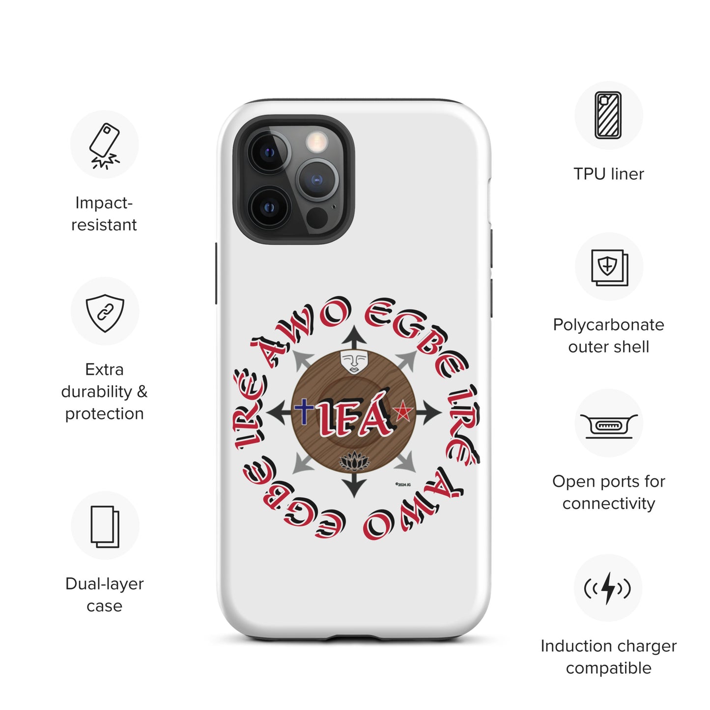 Egbe Iré ÀWO Signature Logo White Tough Case for iPhone®