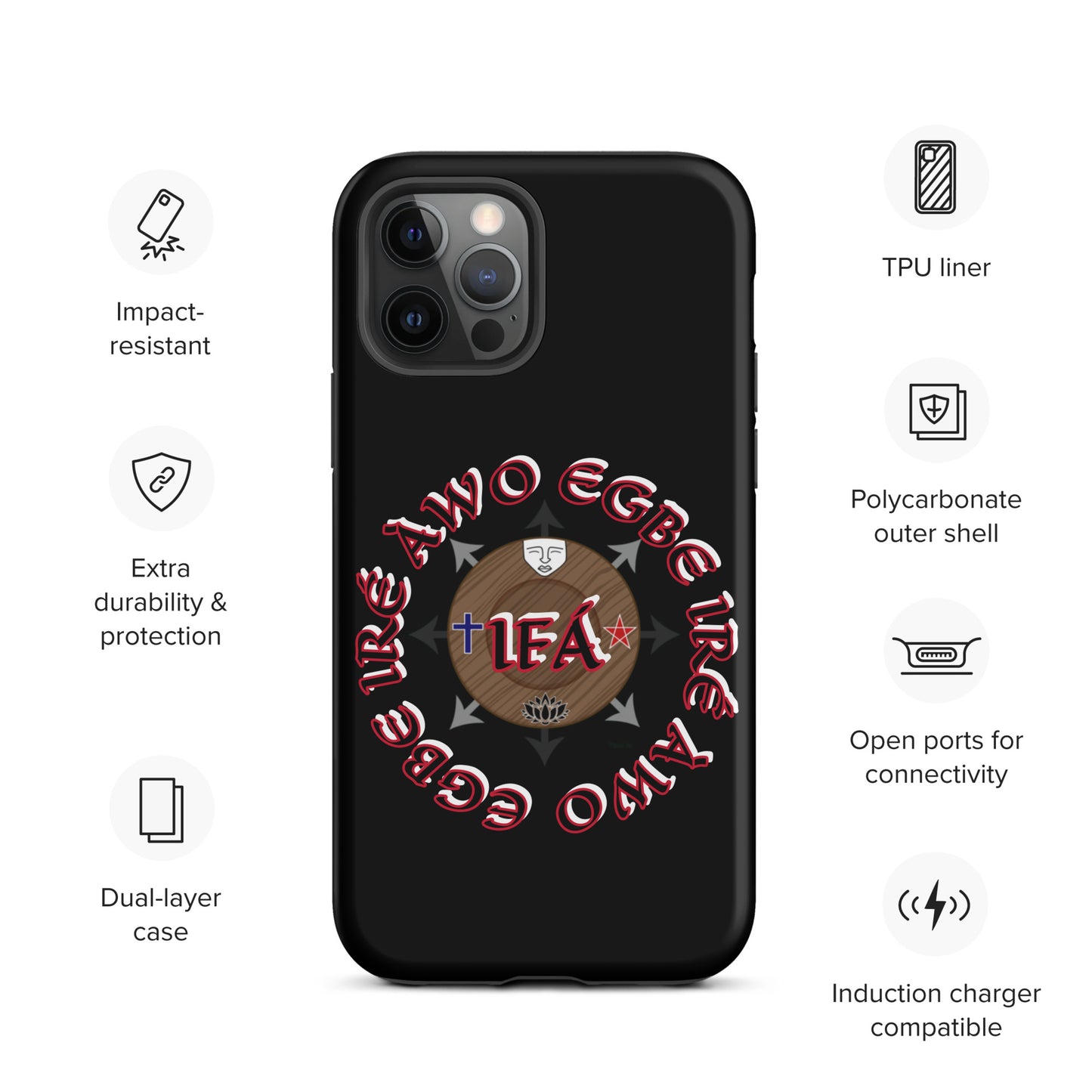 Egbe Iré Awo Signature Logo Black Tough Case for iPhone®