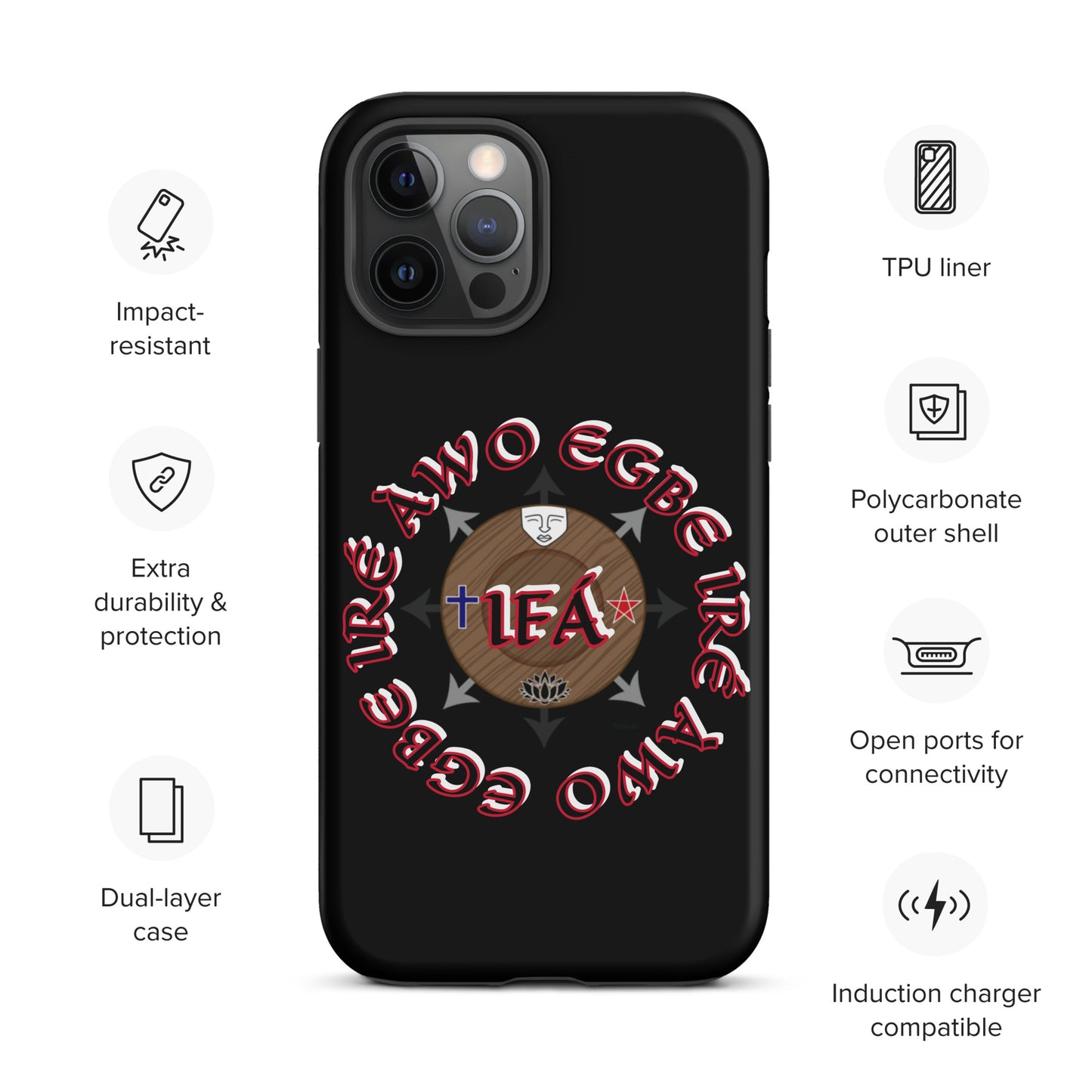 Egbe Iré Awo Signature Logo Black Tough Case for iPhone®